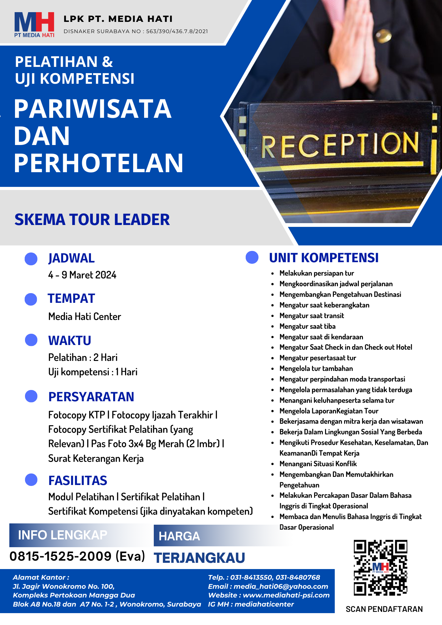 Info Pelatihan dan Uji Kompetensi Tanggal 04 - 09 Maret 2024.